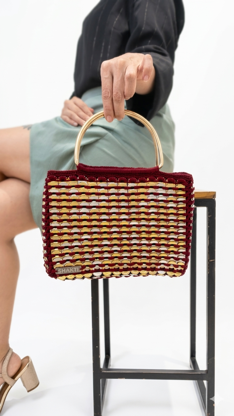 Bolso de Mano JEN - Aluminio Reciclado con Asas Metálicas